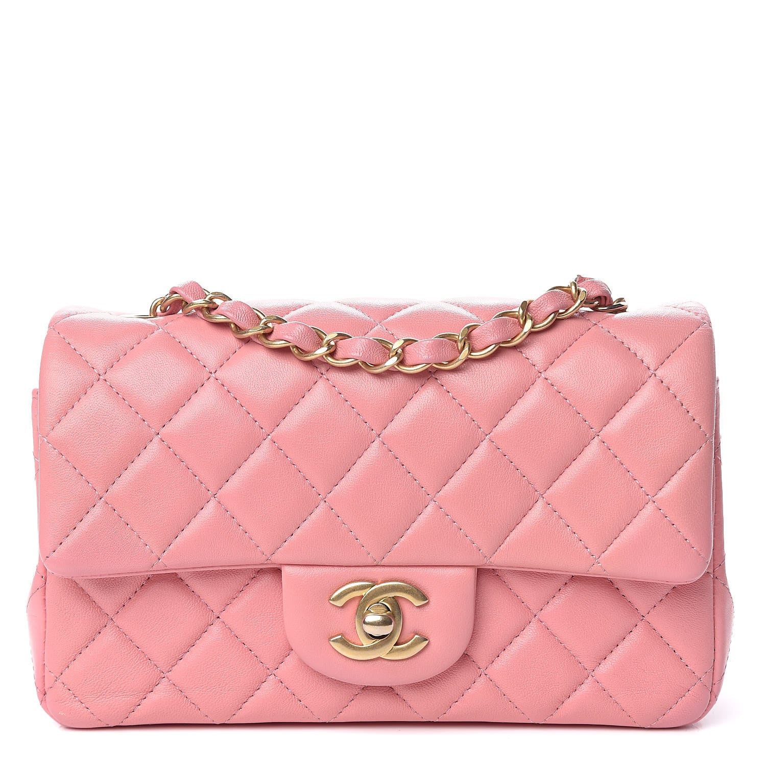 Chanel Lambskin Quilted Mini Rectangular Flap Pink 1 of 12