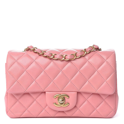 Chanel Lambskin Quilted Mini Rectangular Flap Pink 1 of 12