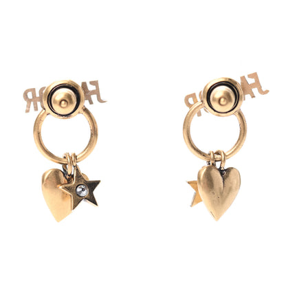 Christian Dior Metal Heart Star J'adior Drop Earrings Antique Gold 3 of 5