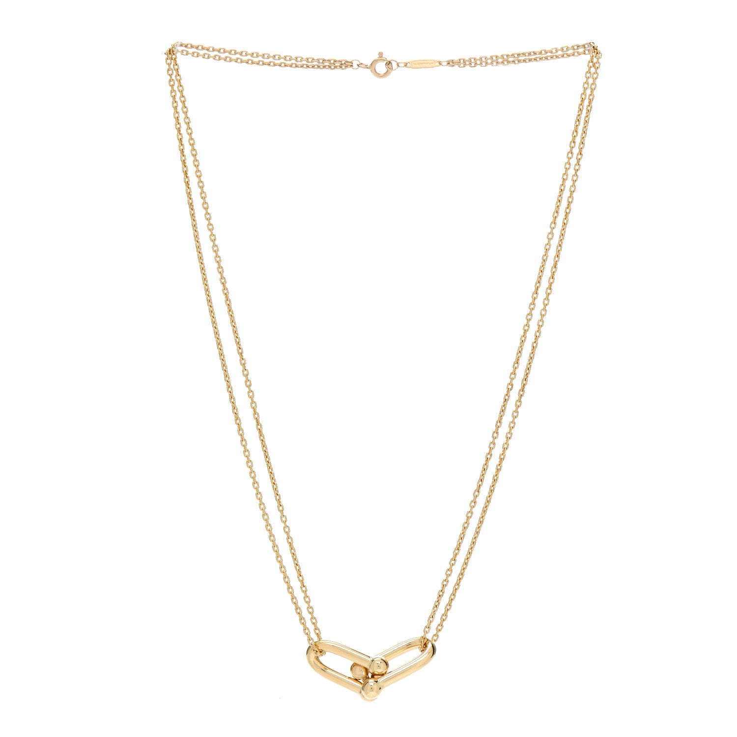 Tiffany 18K Yellow Gold HardWear Double Link Pendant Necklace 3 of 7