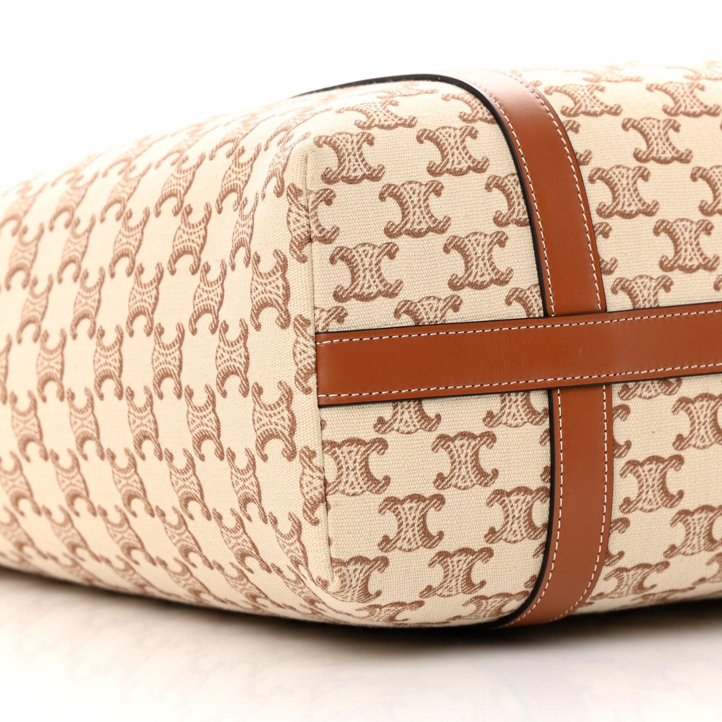 Triomphe Canvas Calfskin Museum Bag White