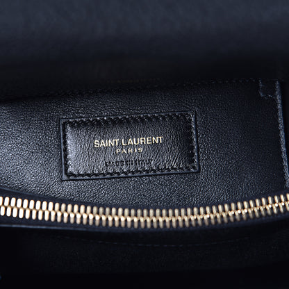Saint Laurent Sheepskin Matelasse Chevron Monogram Medium College Bag Black 6 of 9