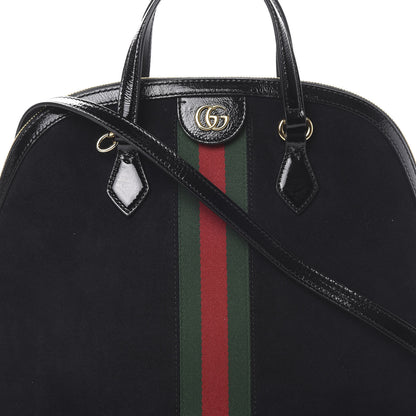 Gucci Suede Patent GG Web Medium Ophidia Top Handle Dome Bag Black 7 of 9