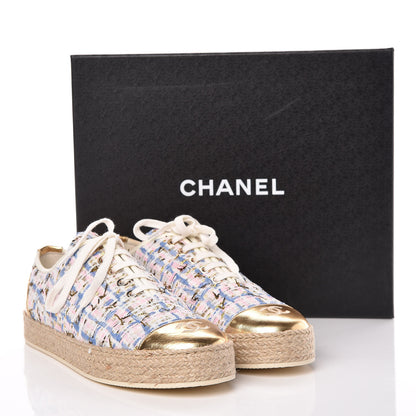 Chanel Tweed Lace Up Espadrilles 40 Multicolor 10 of 10