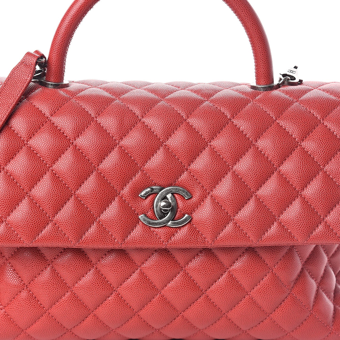 Caviar Quilted Medium Coco Handle Flap Red