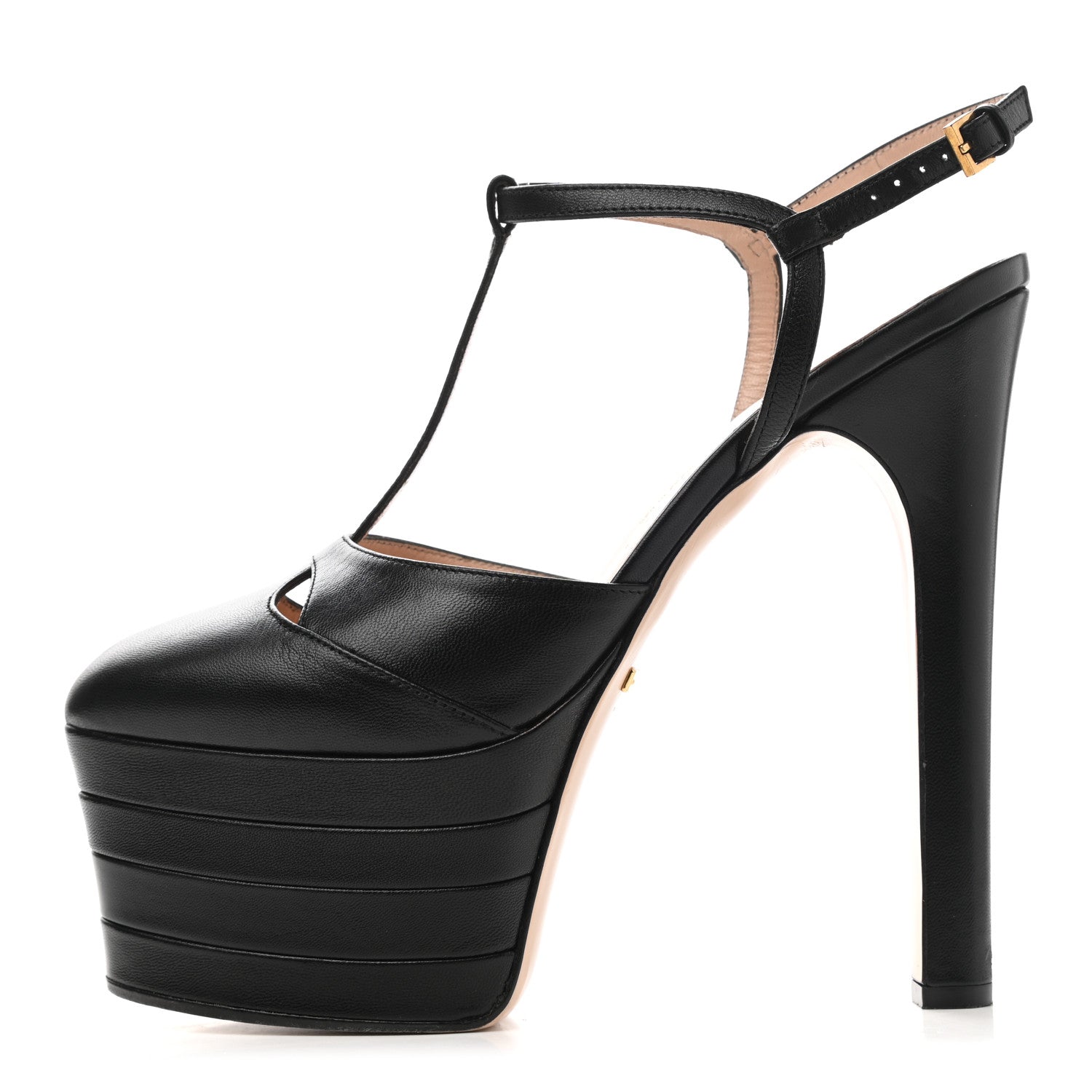 Gucci Malaga Kid T Strap Platform Pumps 38 Black 1 of 12