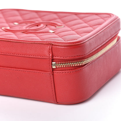 Chanel Caviar Quilted Medium CC Filigree Vanity Case Red 10 of 12