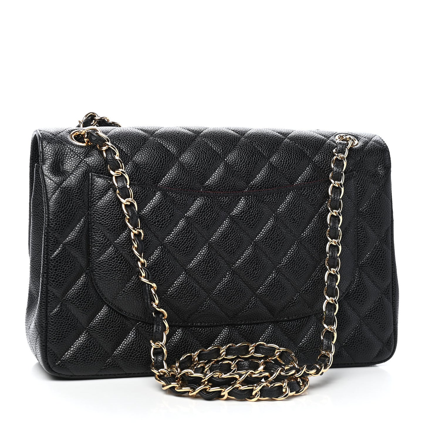 Caviar Quilted Jumbo Double Flap Black