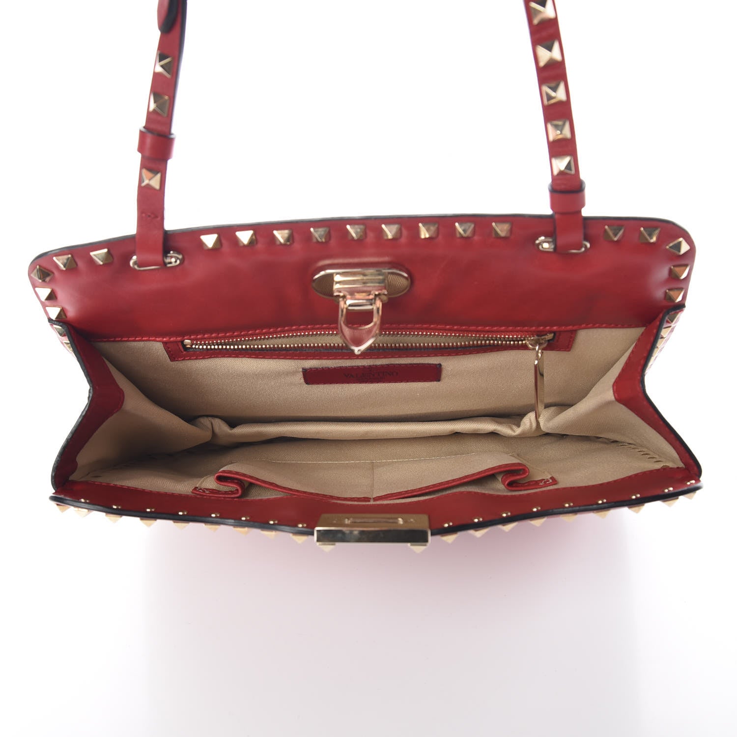 Valentino Garavani Vitello Rockstud Shoulder Satchel Rosso Valentino 7 of 8
