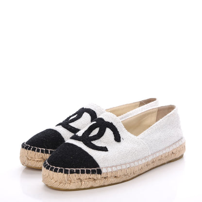 Chanel Terry Cloth CC Espadrilles 38 Silver Black 3 of 12