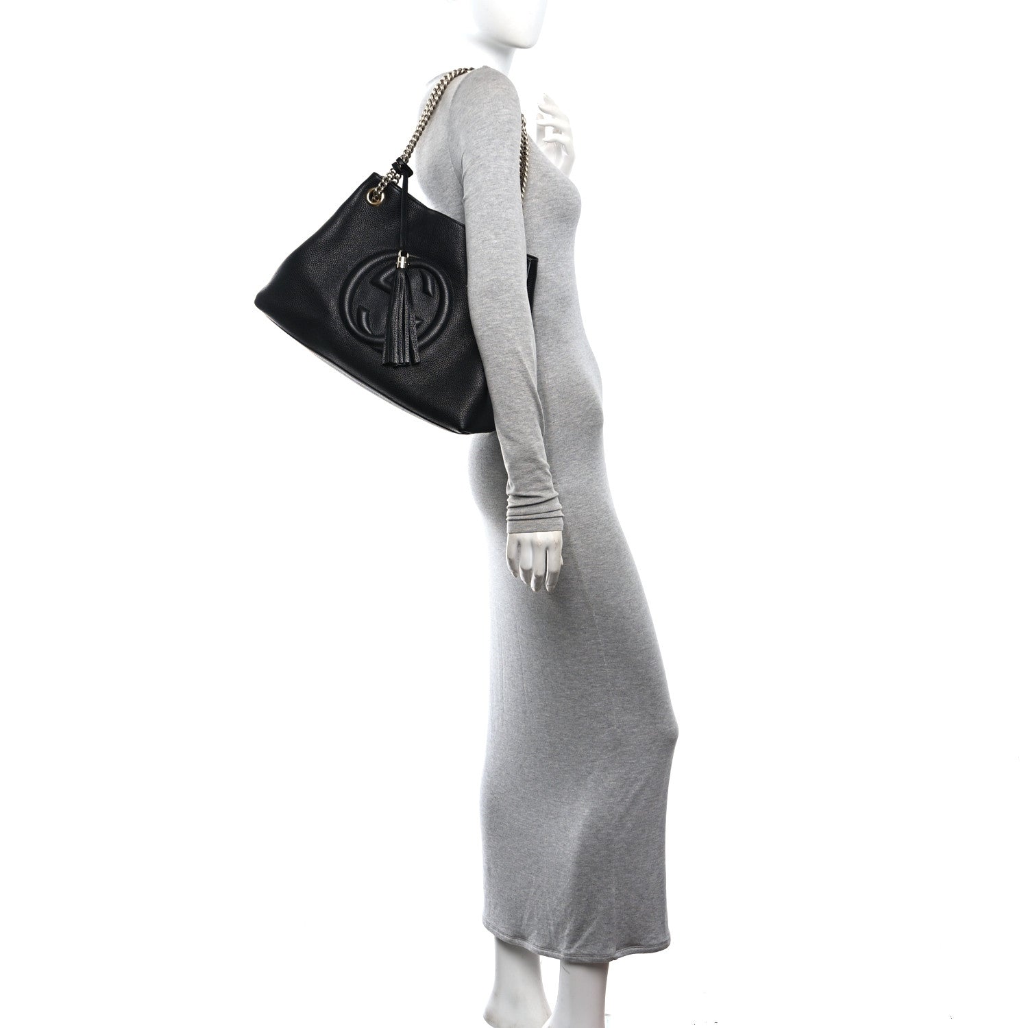 Gucci Pebbled Calfskin Medium Soho Chain Shoulder Bag Black 2 of 10