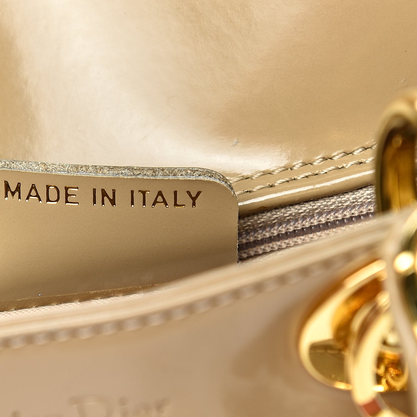 Patent Mini Lady Dior Beige