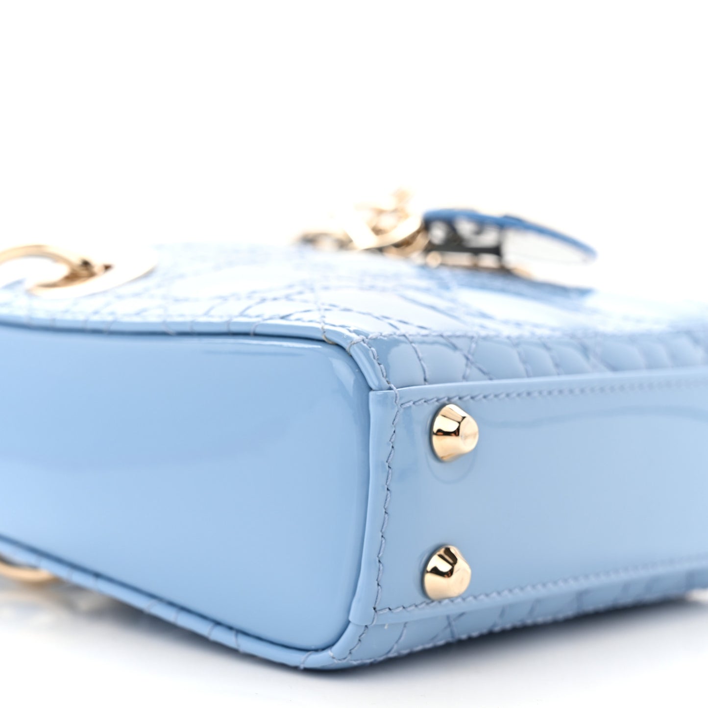 Patent Cannage Micro Lady Dior Cornflower Blue