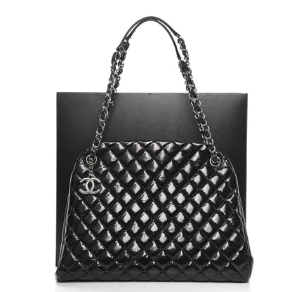 Chanel Glazed Calfskin Quilted Large Just Mademoiselle Bowling Bag Black 8 of 9