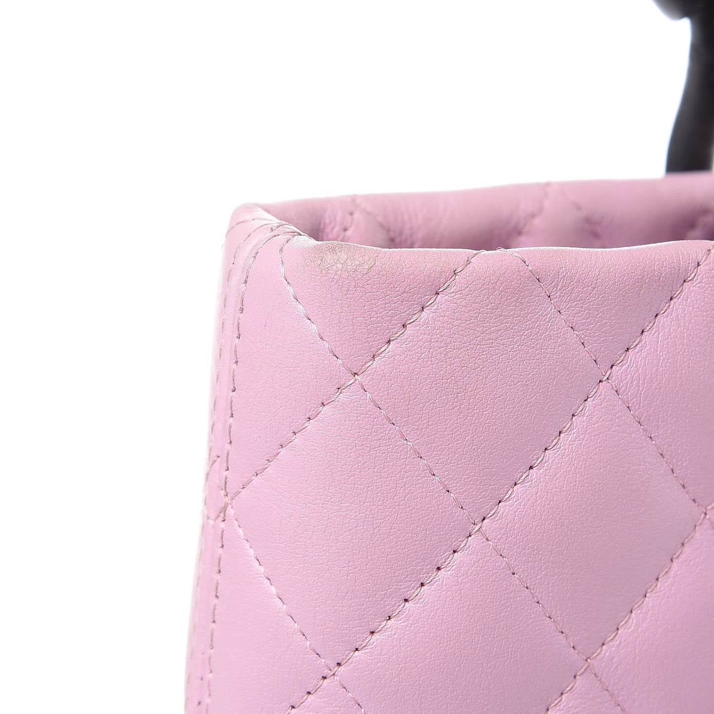 Calfskin Quilted Medium Cambon Tote Pink Black