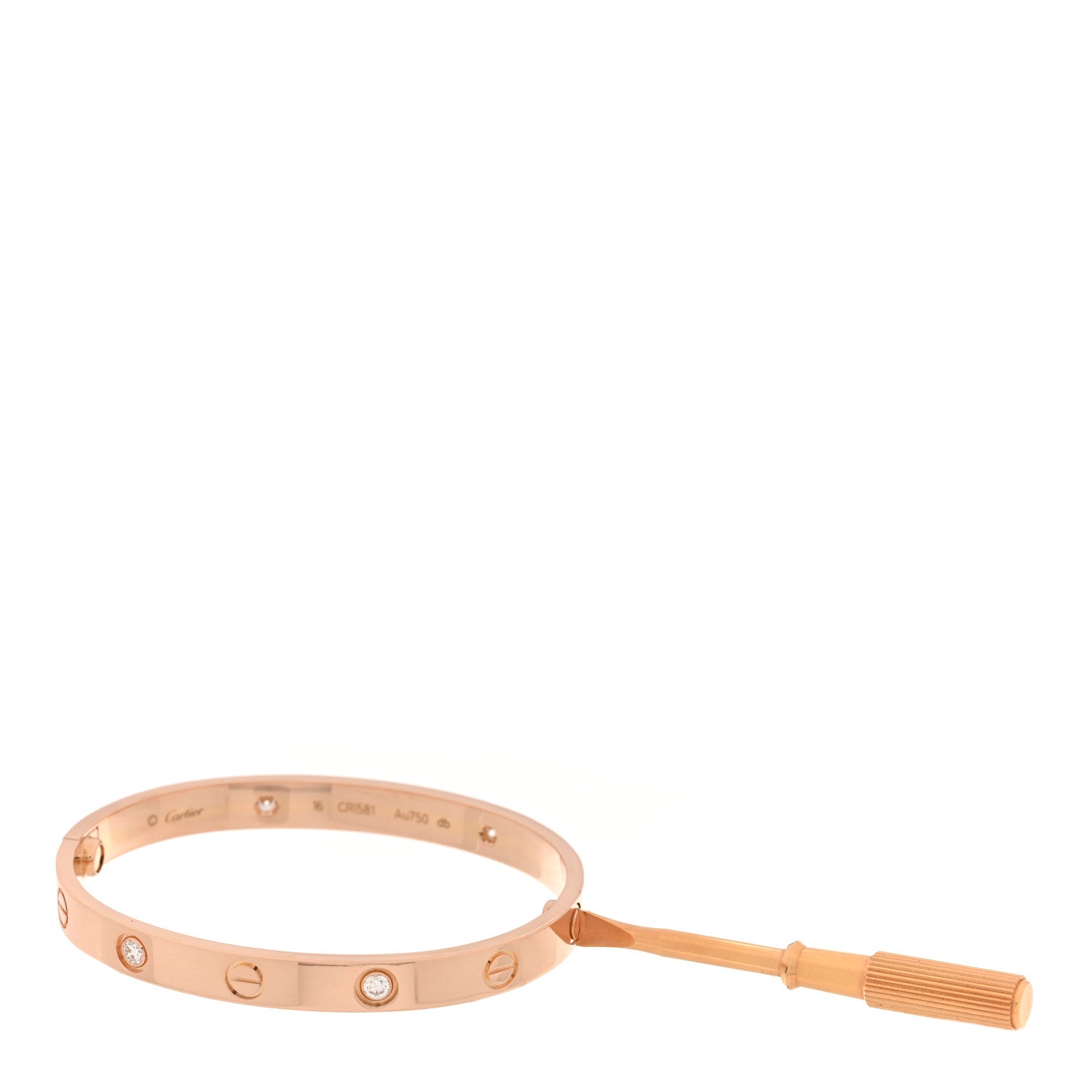 Cartier 18K Pink Gold 4 Diamond LOVE Bracelet 16 8 of 9