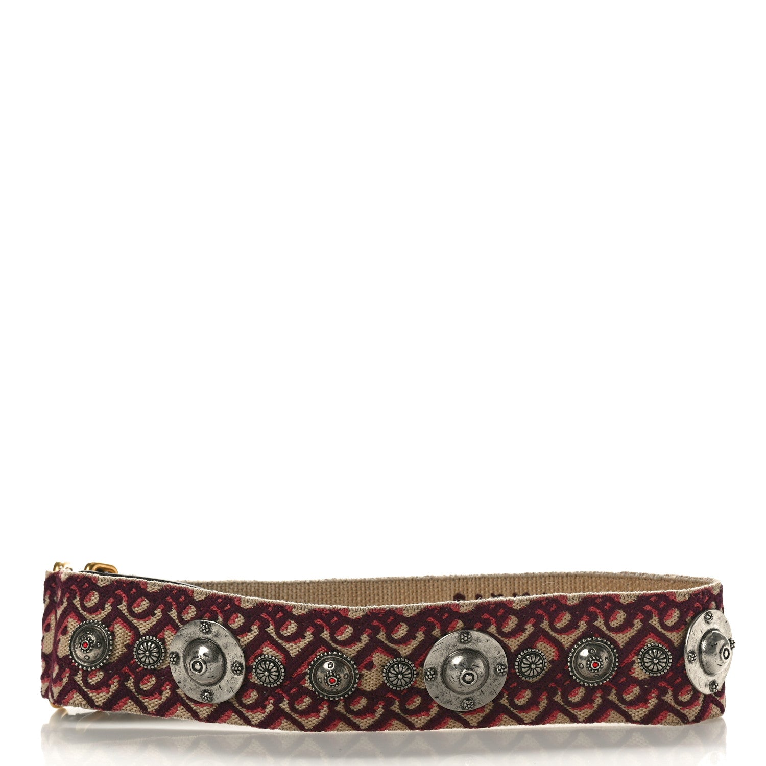 Christian Dior Oblique Studded Shoulder Strap Burgundy 2 of 5