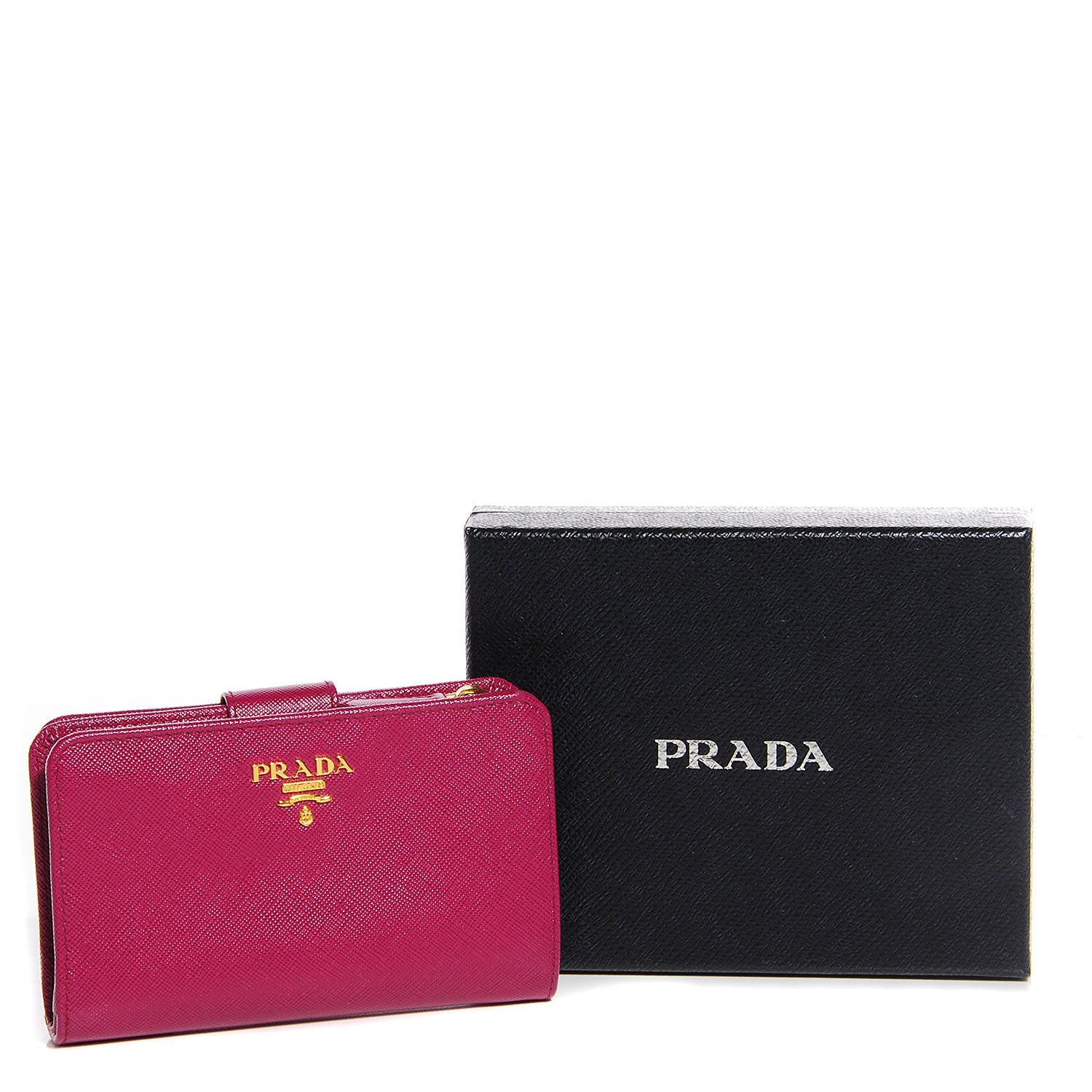 Prada Saffiano Metal Compact Wallet Ibisco 10 of 10