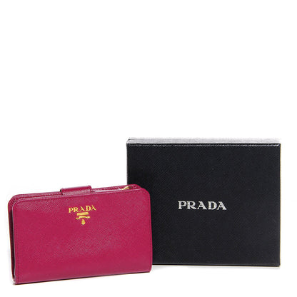 Prada Saffiano Metal Compact Wallet Ibisco 10 of 10