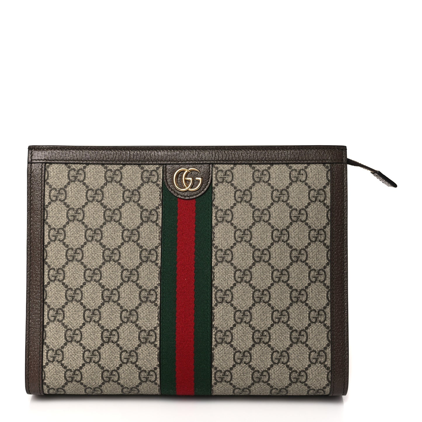 GG Supreme Monogram Web Ophidia Pouch Brown