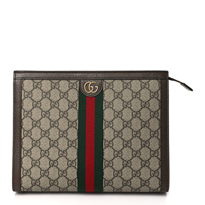Gucci GG Supreme Monogram Web Ophidia Pouch Brown 1 of 9