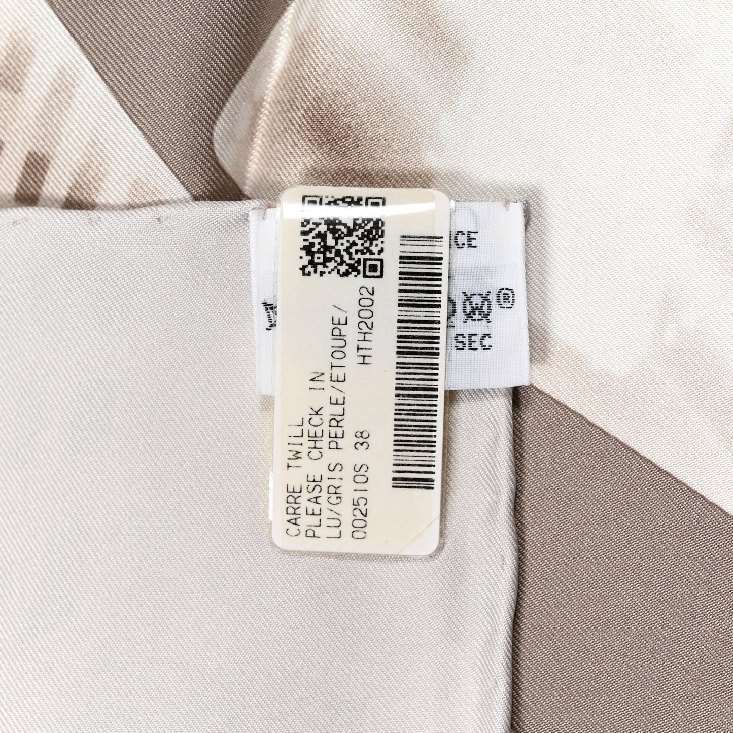 Silk Please Check In Scarf 90 Gris Perle Etoupe