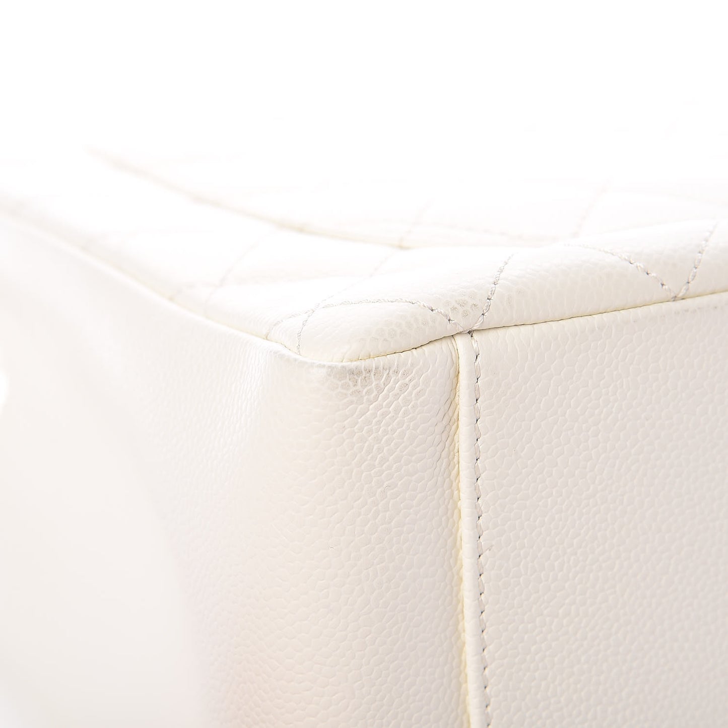 Caviar Quilted Grand Shopping Tote GST White