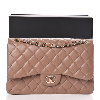 Chanel Lambskin Quilted Jumbo Double Flap Dark Beige 12 of 12