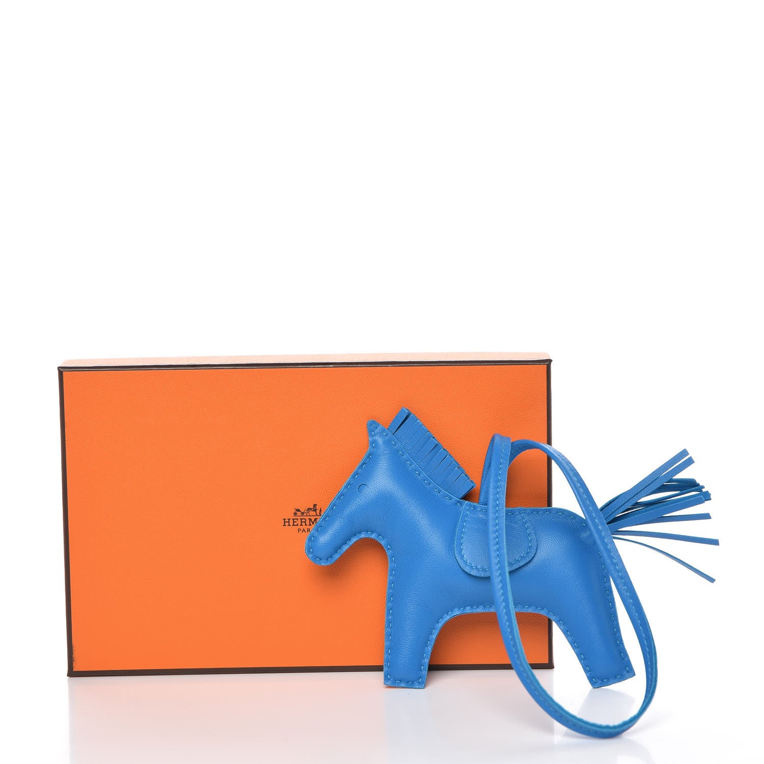 Hermes Milo Lambskin Grigri Rodeo Horse Bag Charm MM Bleu Zanzibar 5 of 5