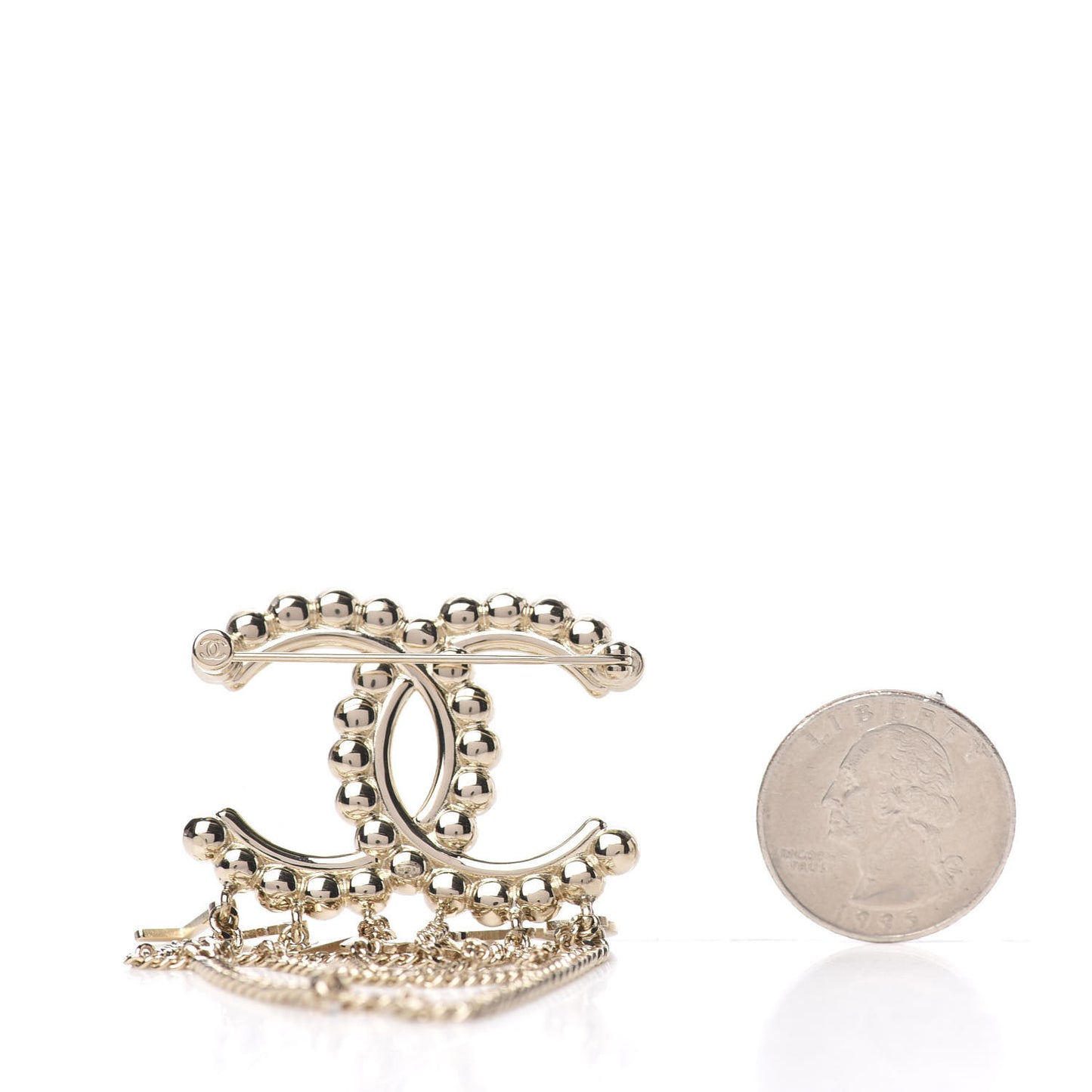 Metal Crystal Bow-tiful CC Chain Brooch Gold