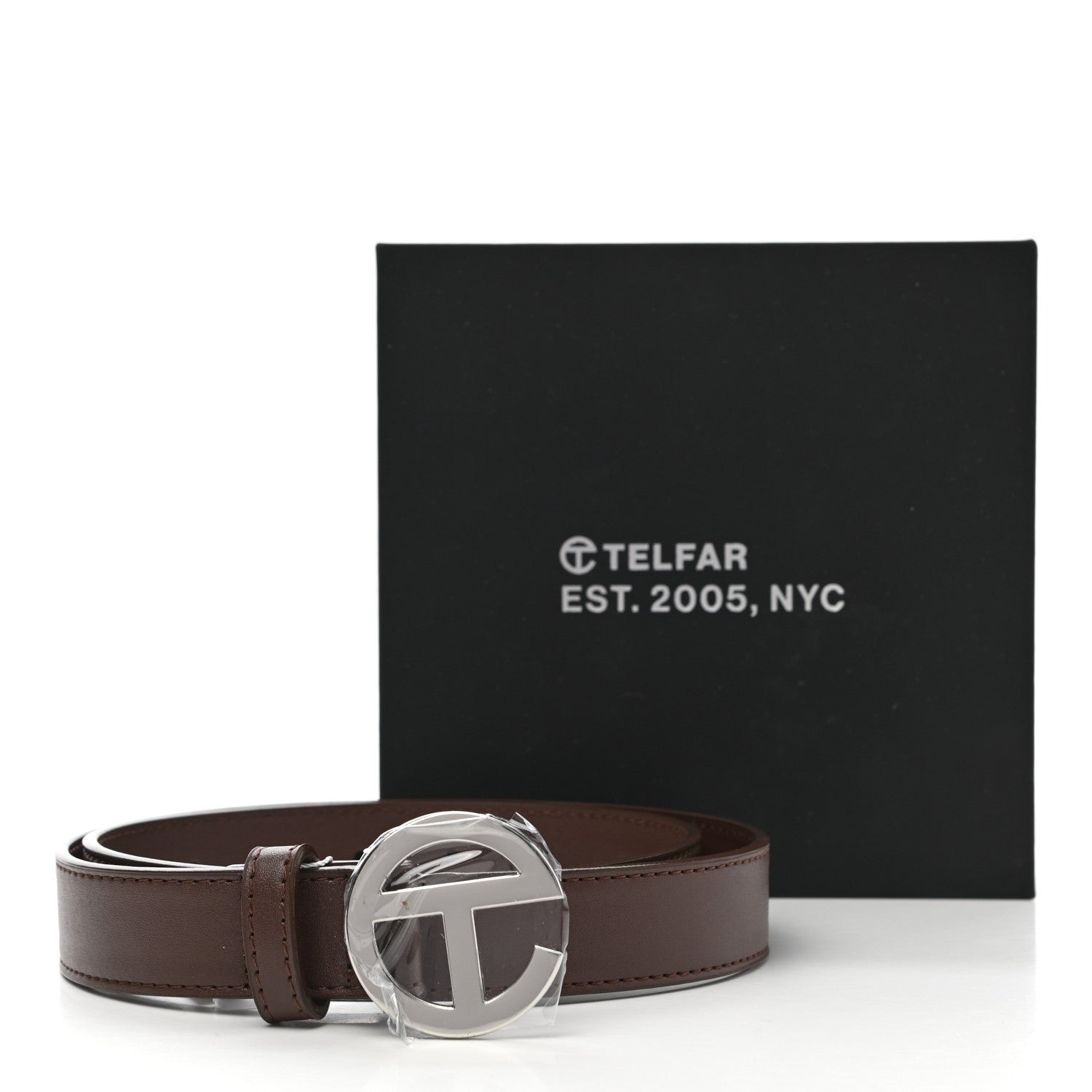 Telfar Vegan Leather Logo Belt Small Chocolate 7 of 7