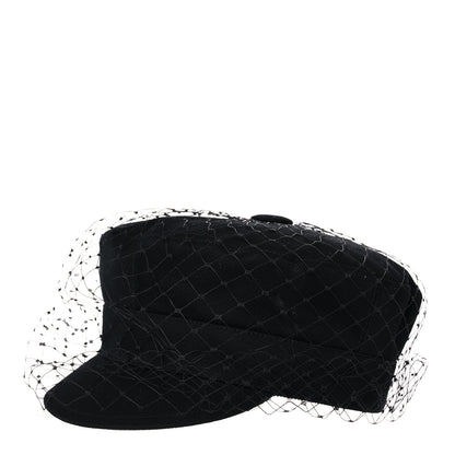 Christian Dior Cotton Canvas Arty Cap with Veil 58 Black 1 of 8