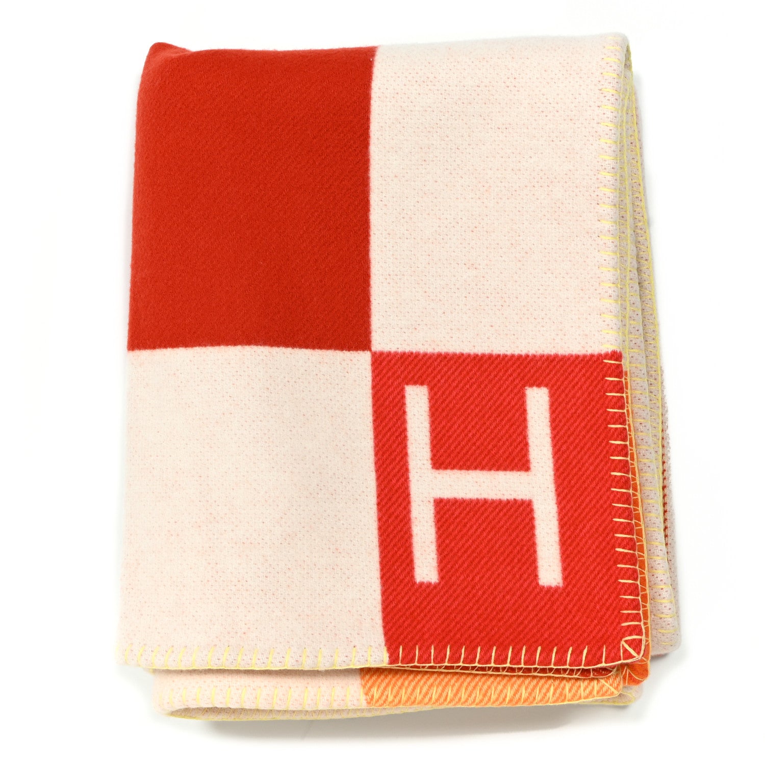Hermes Wool Cashmere Avalon Vibration Blanket Terre Cuite 1 of 4