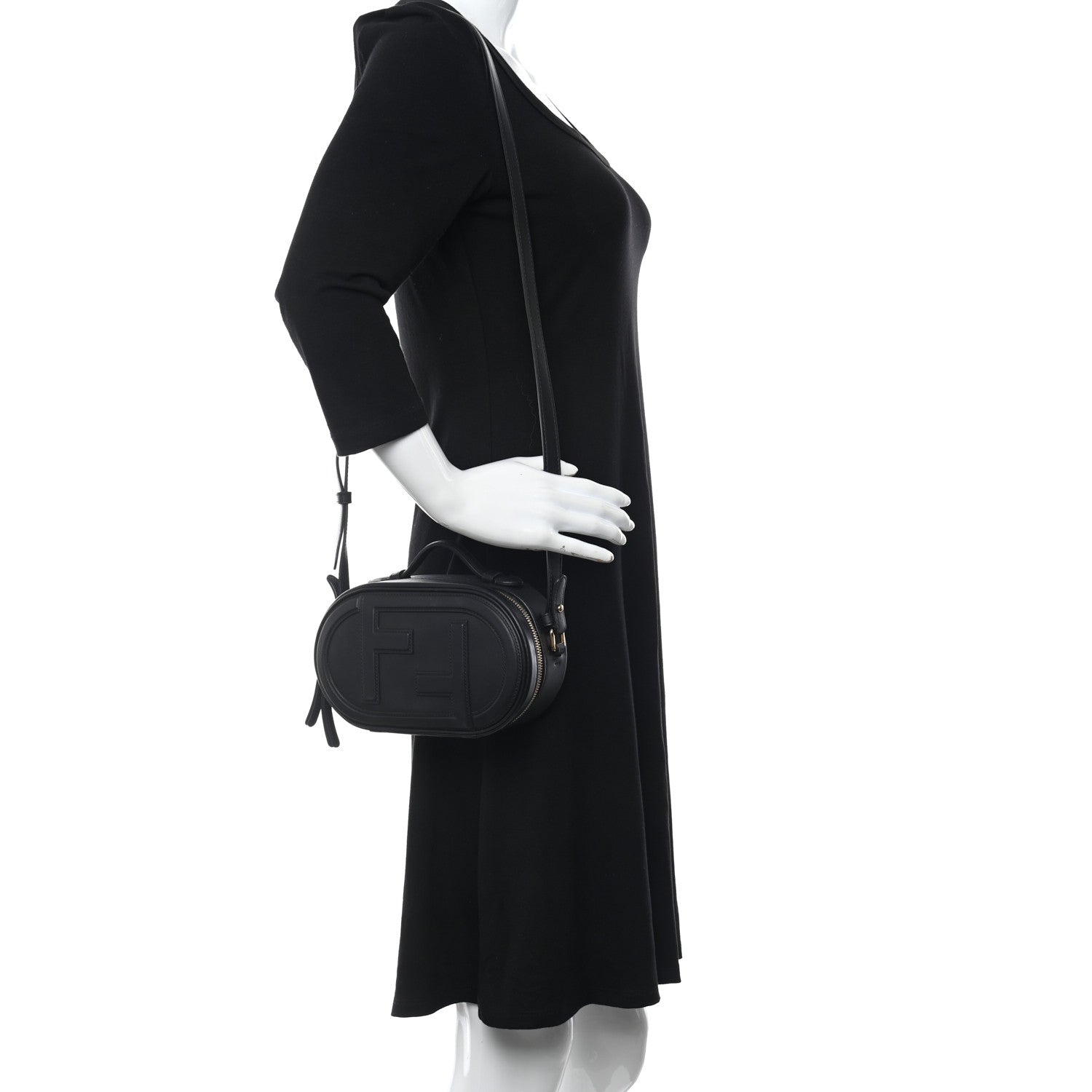 Fendi Vitello Grace Matte Mini O'Lock Camera Case Black 2 of 10