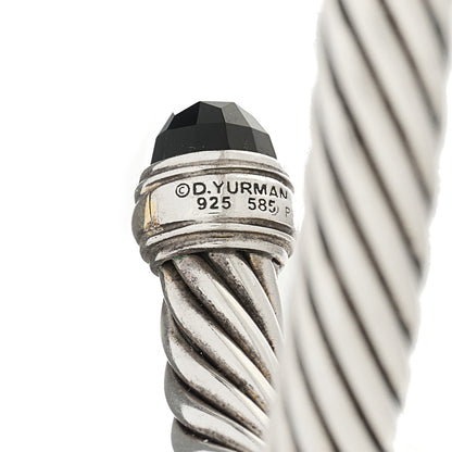 David Yurman Sterling Silver 14K Yellow Gold Black Onyx 7mm Cable Classics Bracelet 3 of 3