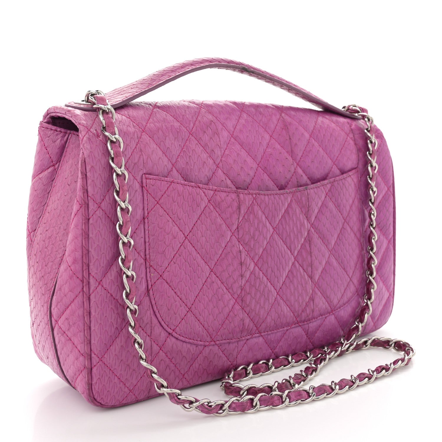Chanel Elaphe Snakeskin Quilted Jumbo Easy Carry Flap Purple 3 of 13