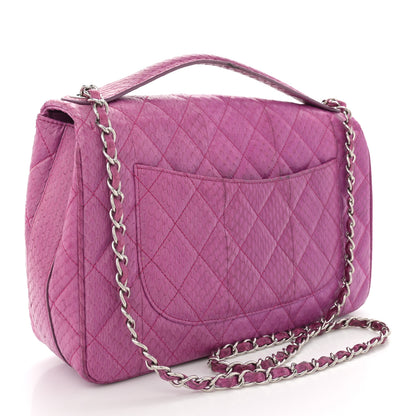 Chanel Elaphe Snakeskin Quilted Jumbo Easy Carry Flap Purple 3 of 13