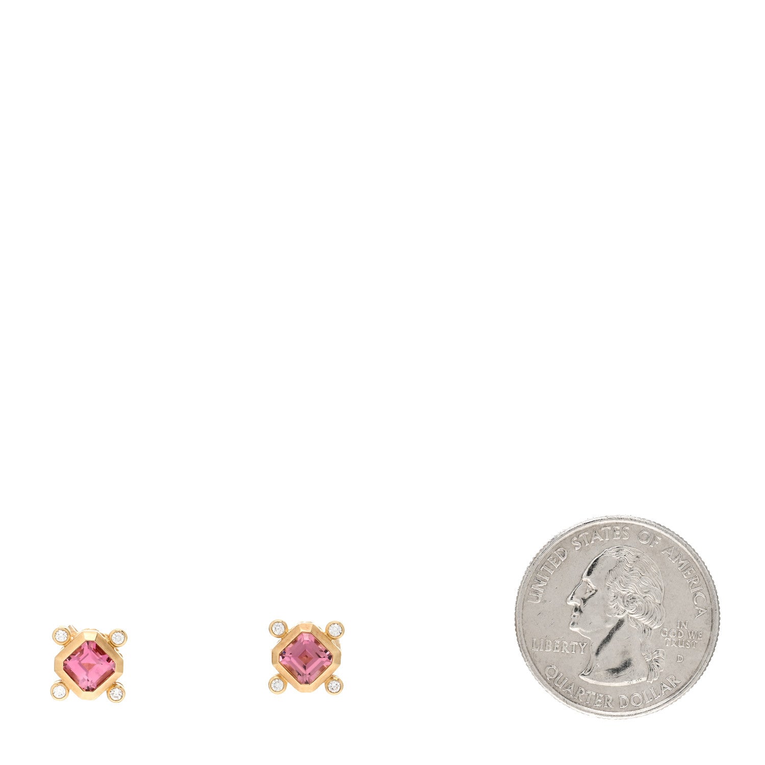 David Yurman 18K Yellow Gold Diamond Pink Tourmaline Novella Stud Earrings 2 of 4