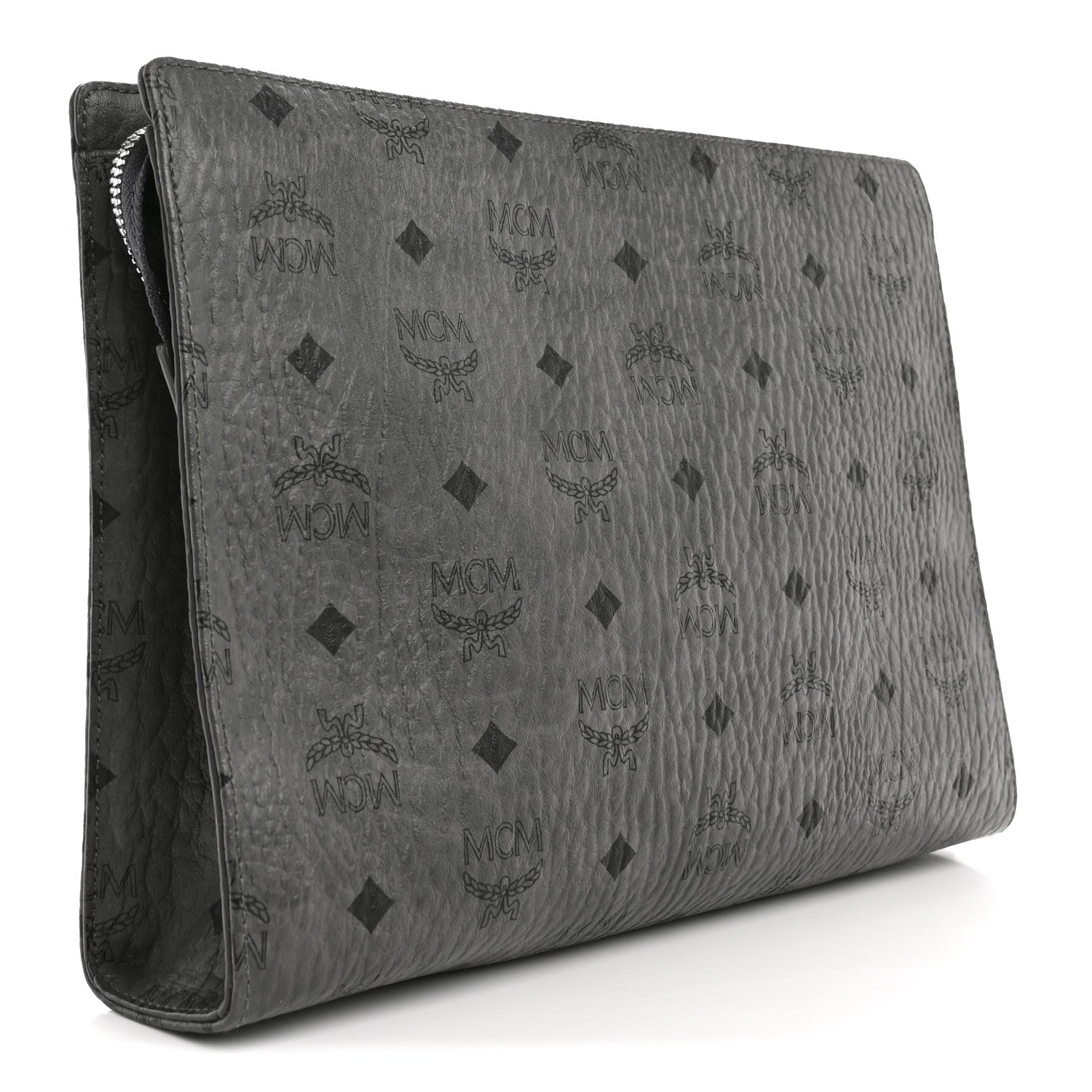 MCM Visetos Studded Zip Pouch Phantom Grey 3 of 9