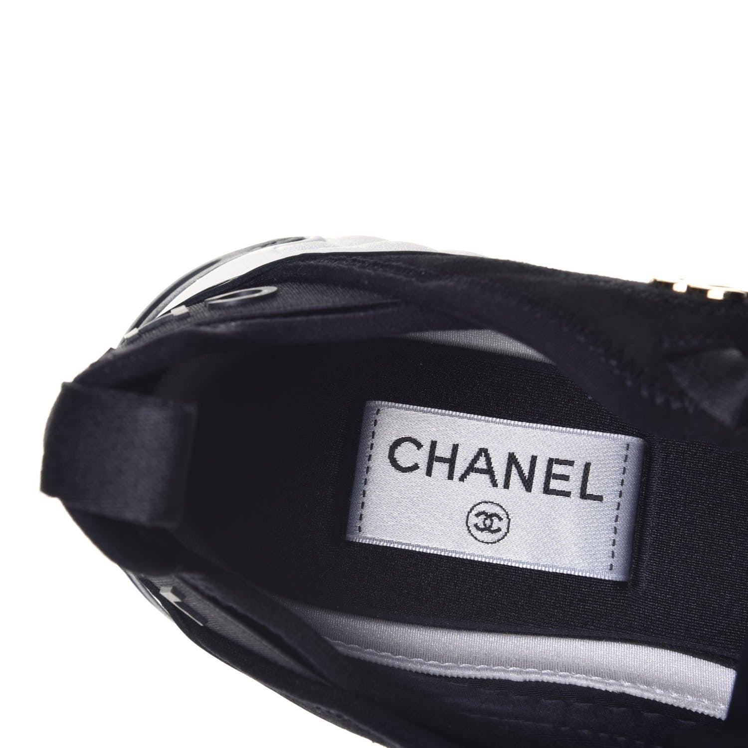 Chanel Fabric Calfskin Suede CC Sneakers 37.5 Black 7 of 9