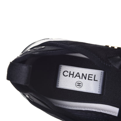 Chanel Fabric Calfskin Suede CC Sneakers 37.5 Black 7 of 9