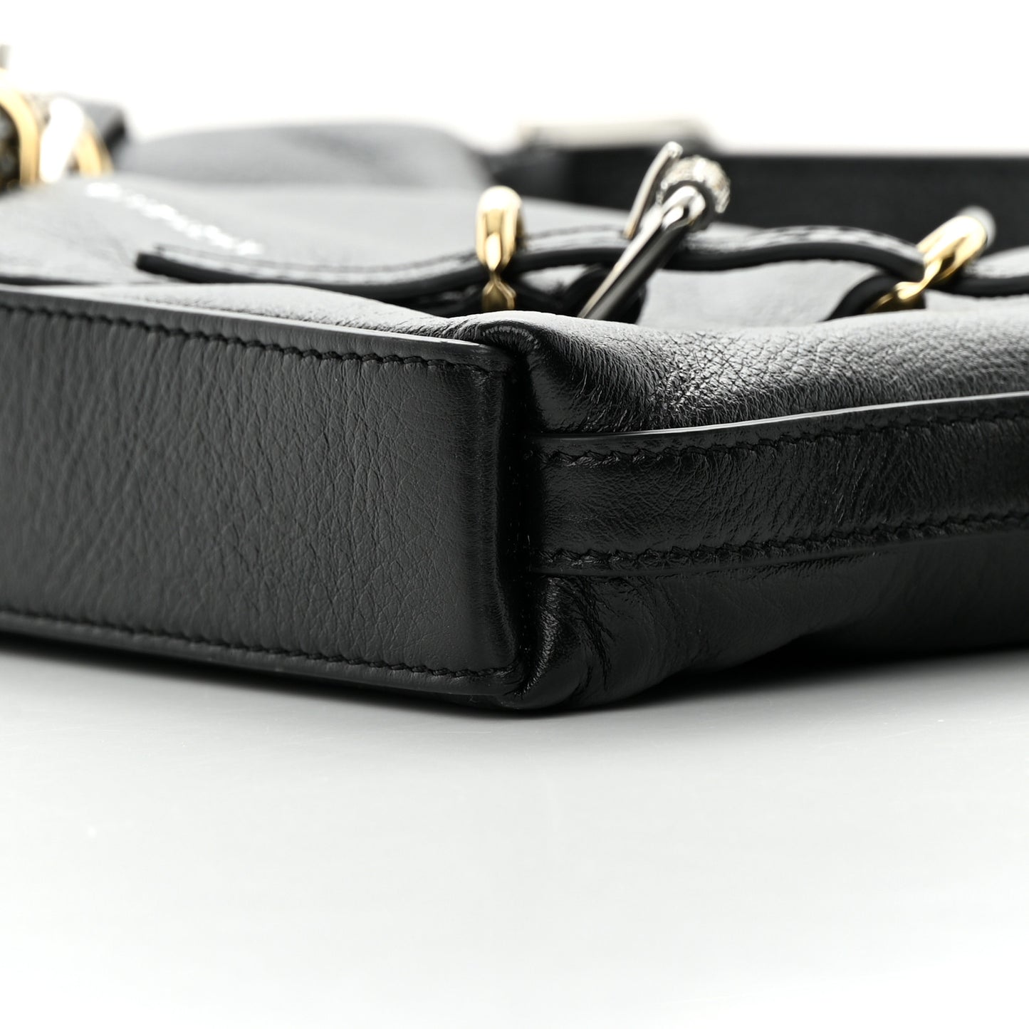 Tumbled Calfskin Mini Voyou Boyfriend Party Bag Black