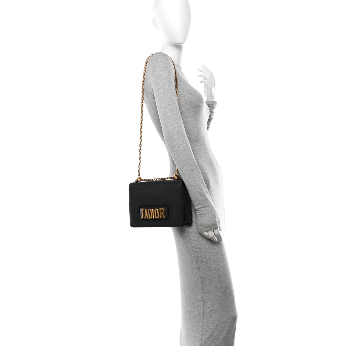 Calfskin J'Adior Chain Flap Bag Black