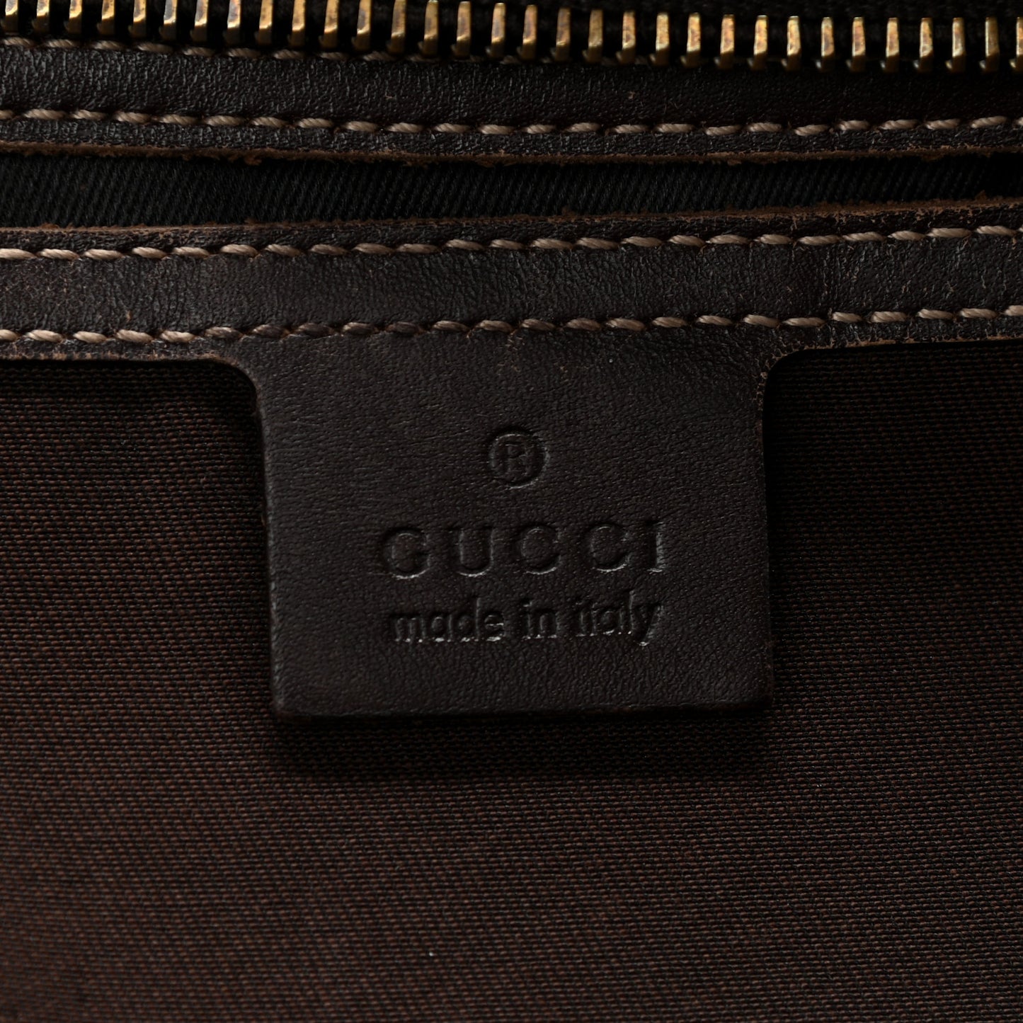 GG Supreme Monogram Medium Zippered Shopping Tote Dark Brown