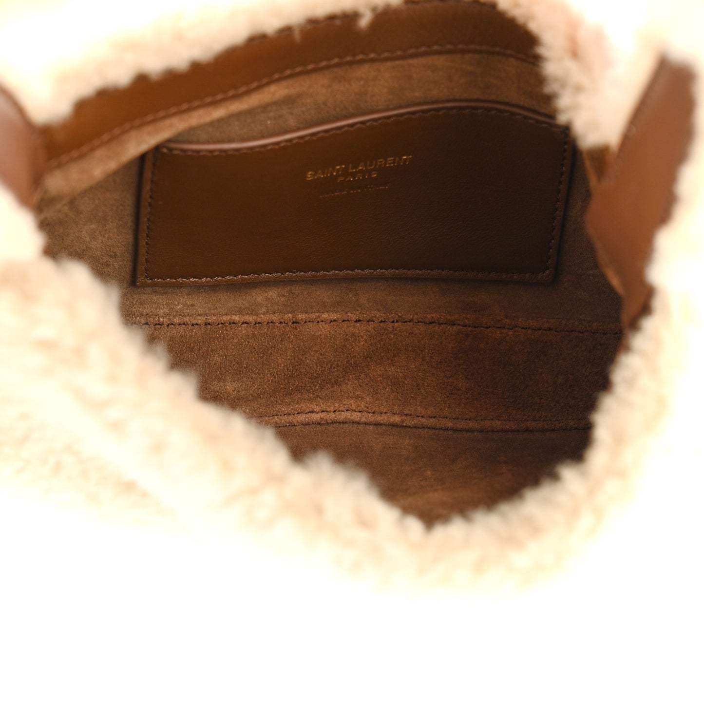 Shearling Le 5 A 7 Mini Hobo Natural Beige