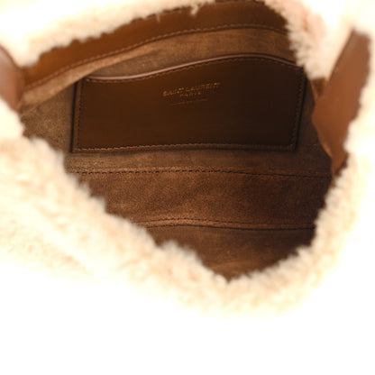 Saint Laurent Shearling Le 5 A 7 Mini Hobo Natural Beige 5 of 10