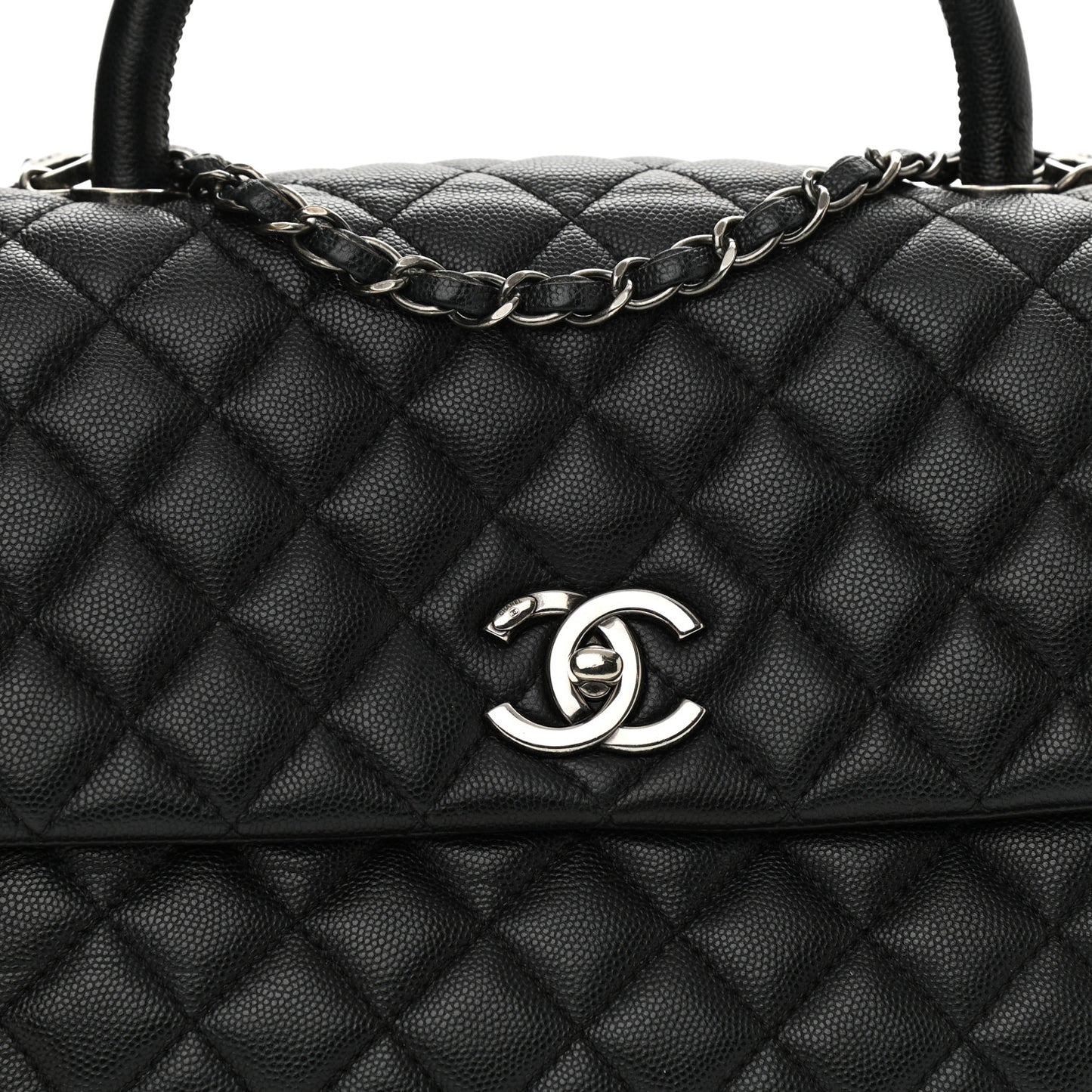 Caviar Quilted Medium Coco Handle Flap Black