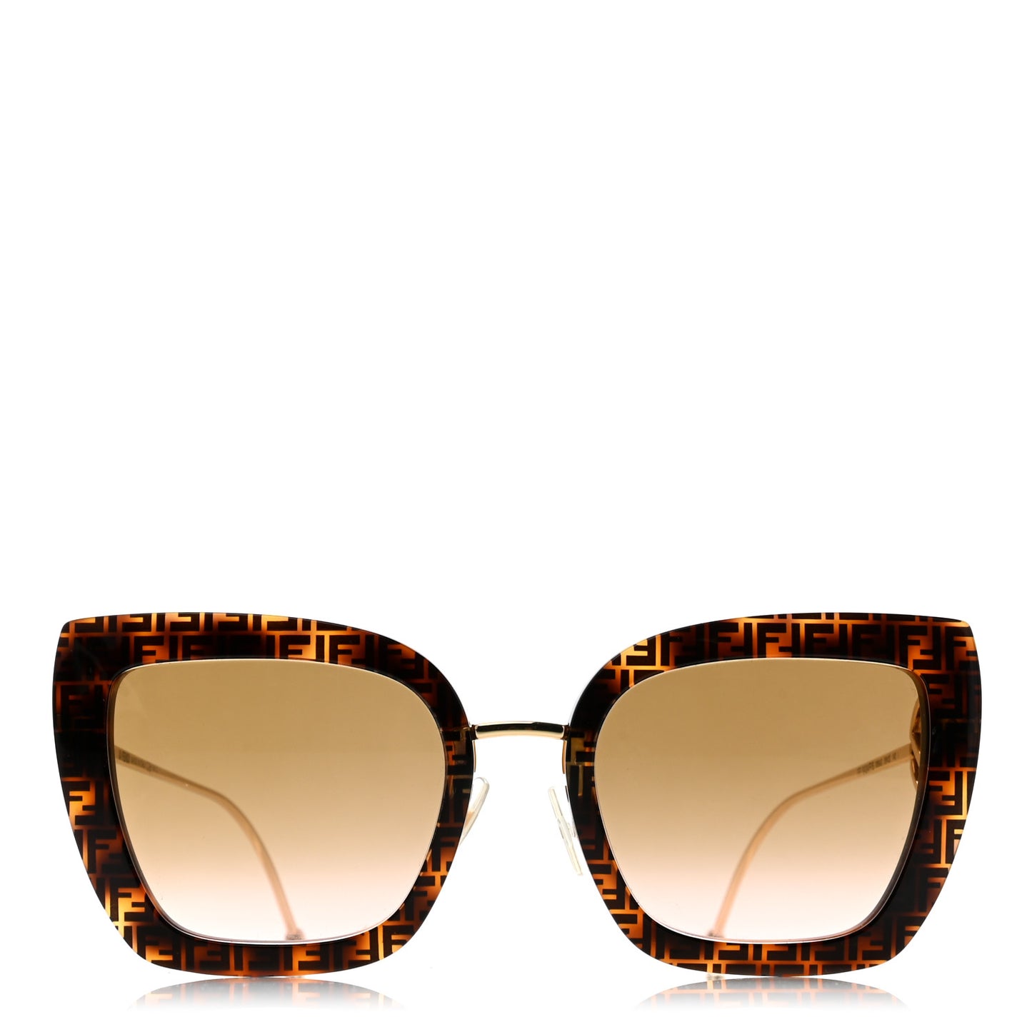 Acetate Metal F is Fendi FF Square Cat Eye Sunglasses FF 0424/F/S Havana