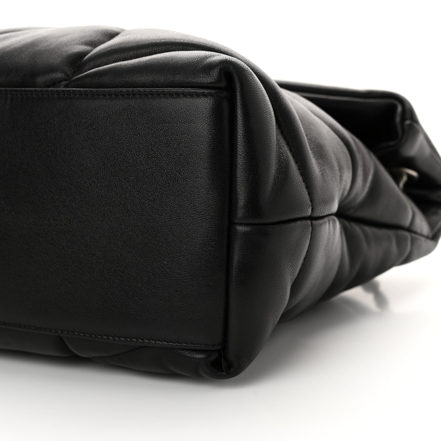 Lambskin Quilted Medium Loulou Puffer Monogram Chain Satchel Black