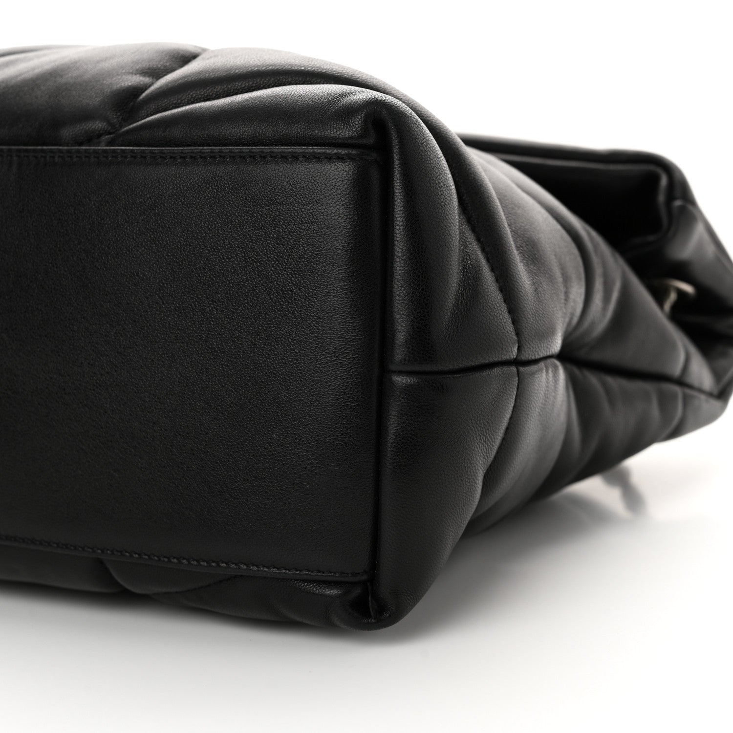 Saint Laurent Lambskin Quilted Medium Loulou Puffer Monogram Chain Satchel Black 10 of 10